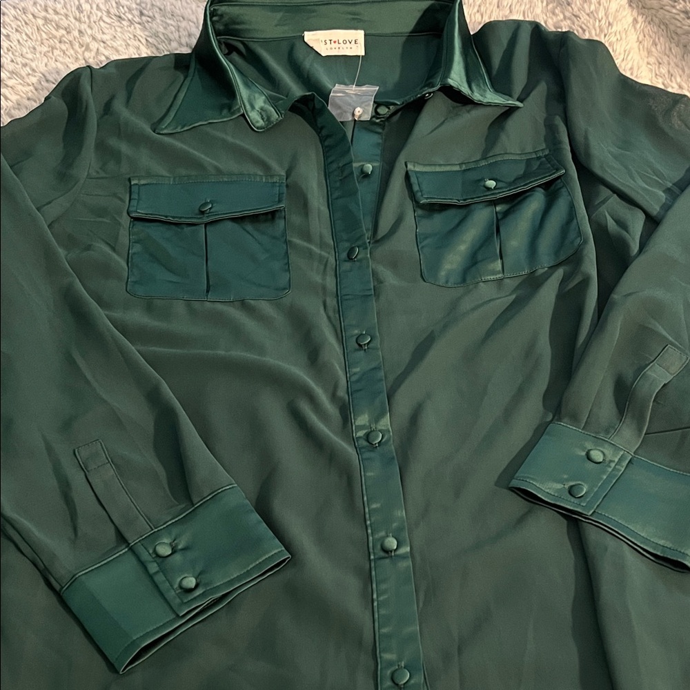 First Love Green Blouse